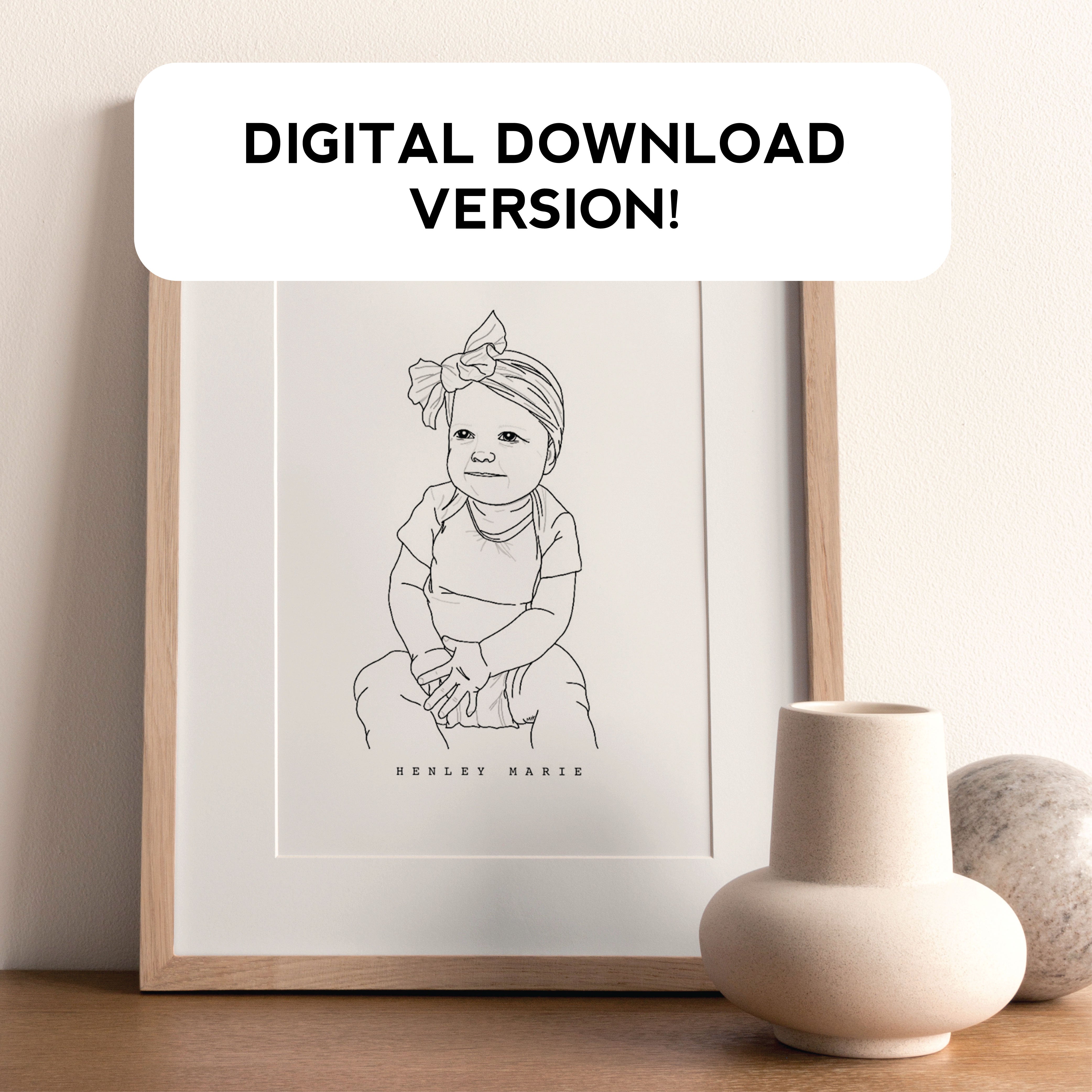 Custom Baby Portrait, Birth Poster, Personalised Baby online Line Art, Custom Line Art