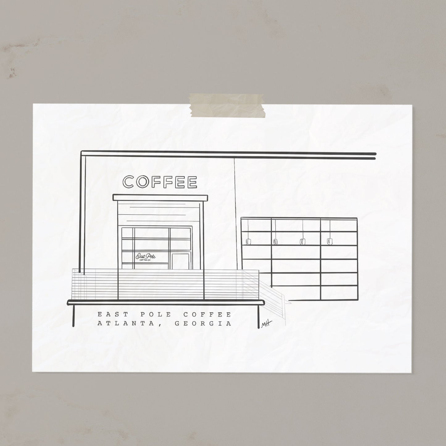 East-Pole-Coffee-Shop-Atlanta-Line-Art-Print