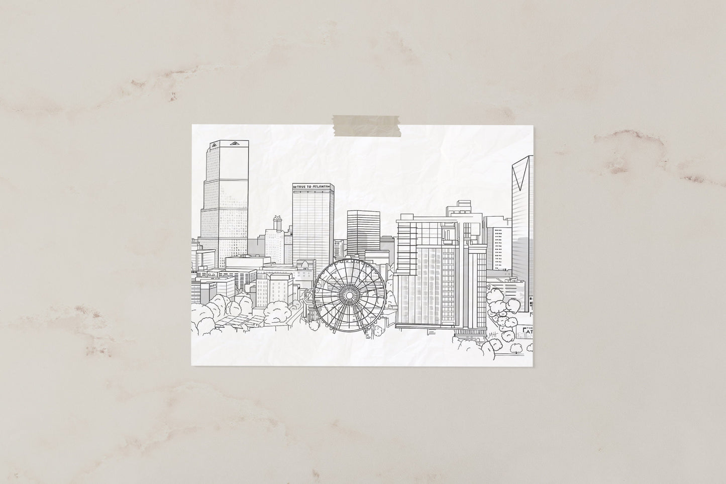 Atlanta Skyline Line Art Print - Capture The Essence of ATL | Unframed